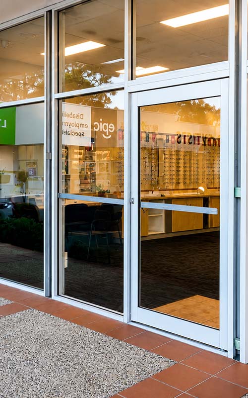 Framed glass shopfront doors and windows