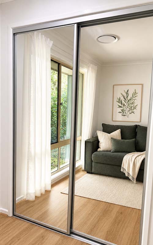 Framed mirrored sliding wardrobe doors