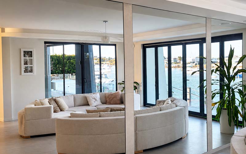 Large custom mirror in modern interior